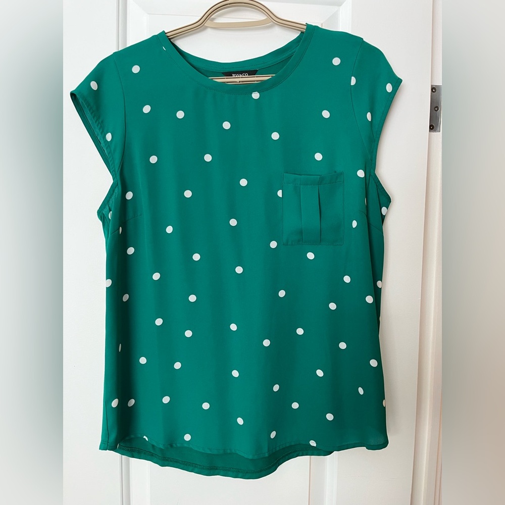 RW & CO Green Polka Dot Top